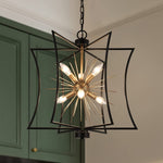 6 light black and gold chandelier sputnik dining pendant light