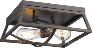 2 light flush mount ceiling light farmhouse black lighting with bronze finish