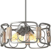 4 light farmhouse industrial chandelier wood accents drum pendant light