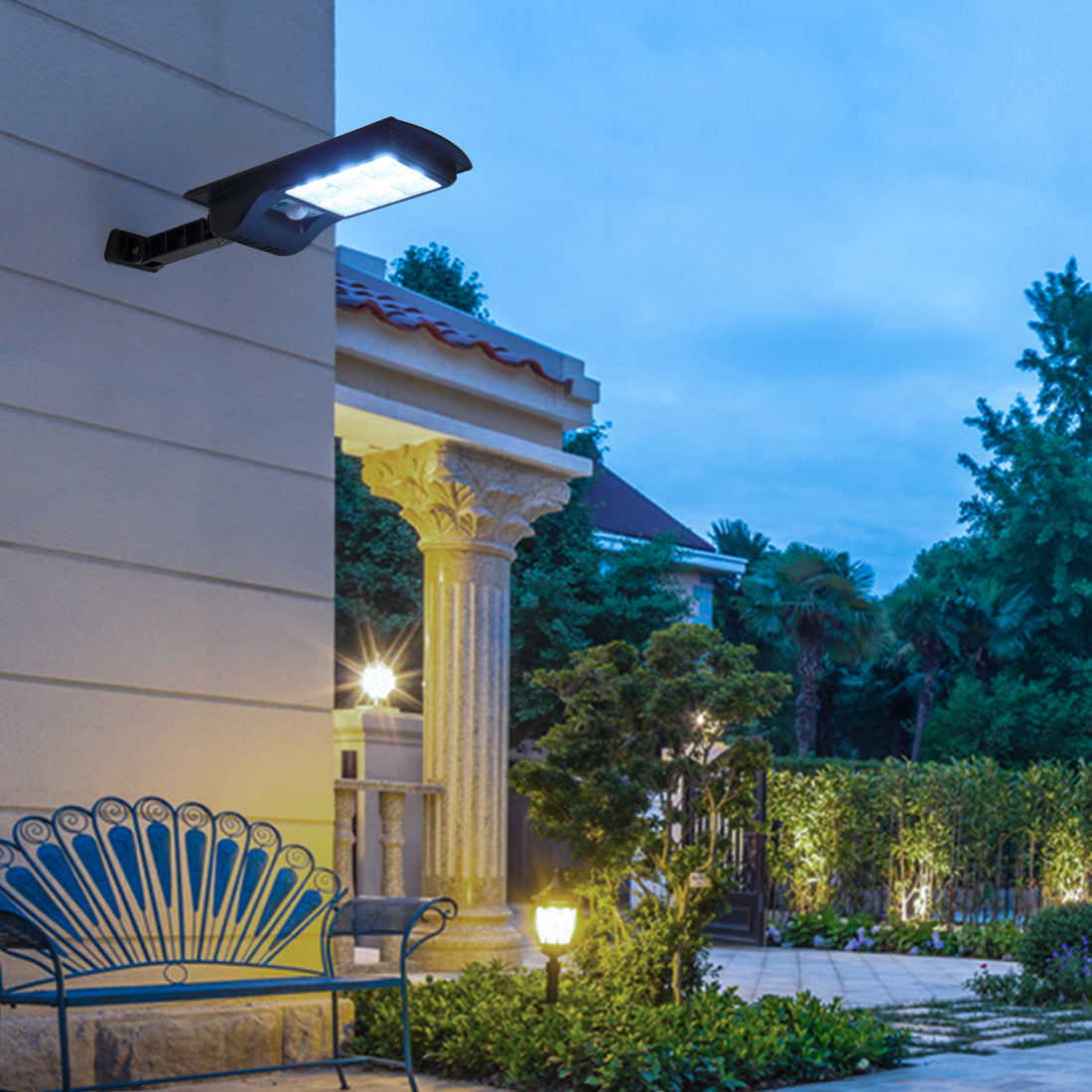 Outdoor solar induction wall light, wireless sensor LED swing arm wall sconce