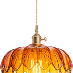 Glass lotus pendant light fixture loft bar hanging lamp chandelier