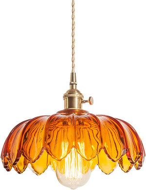 Glass lotus pendant light fixture loft bar hanging lamp chandelier