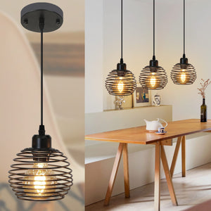 Industrial hanging ceiling light Over Island cage black pendant light fixture