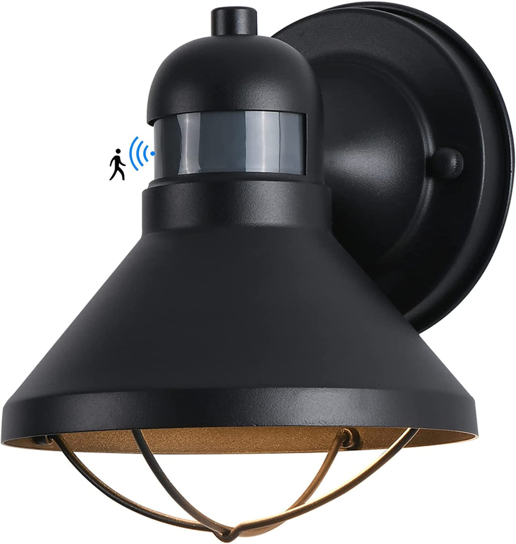 Motion detection LED wall light black dusk to dawn exterior barn wall lantern