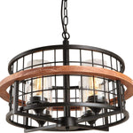 4 light industrial chandelier rust drum black hanging pendant