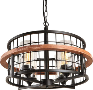 4 light industrial chandelier rust drum black hanging pendant