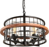 4 light industrial chandelier rust drum black hanging pendant