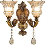 2 light crystal drop wall lighting fixture retro prism wall sconce