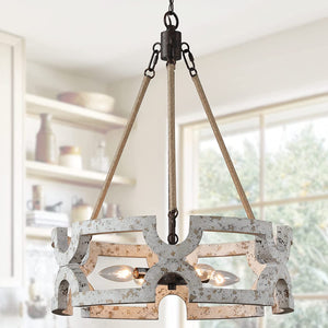 4 light dining chandelier rust wood farmhouse pendant light fixture