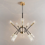 10 light farmhouse chandelier industrial glass black and gold pendant light