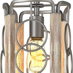Vintage pendant lamp cage rust wood pendant light fixture