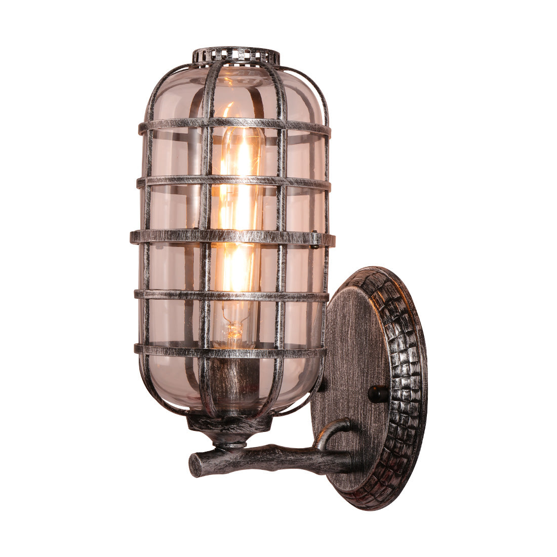 Industrial indoor net glass wall sconce outdoor cage wall light with black silver finish