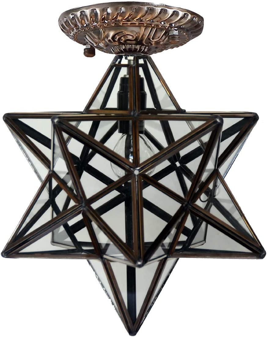 Moravian Star ceiling light fixture tiffany flush mount ceiling lamp with clear glass shade