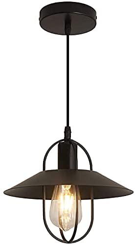 2 pack black pendant light fixture adjustable cage kitchen lamp