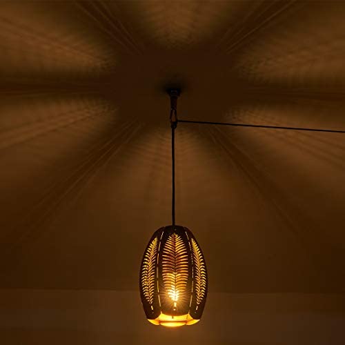 Pendant Light Cage Ceiling Lamp in Black and Gold