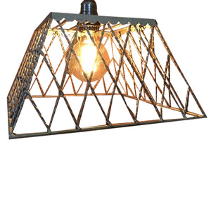 Vintage basket pendant light industrial silver chandelier