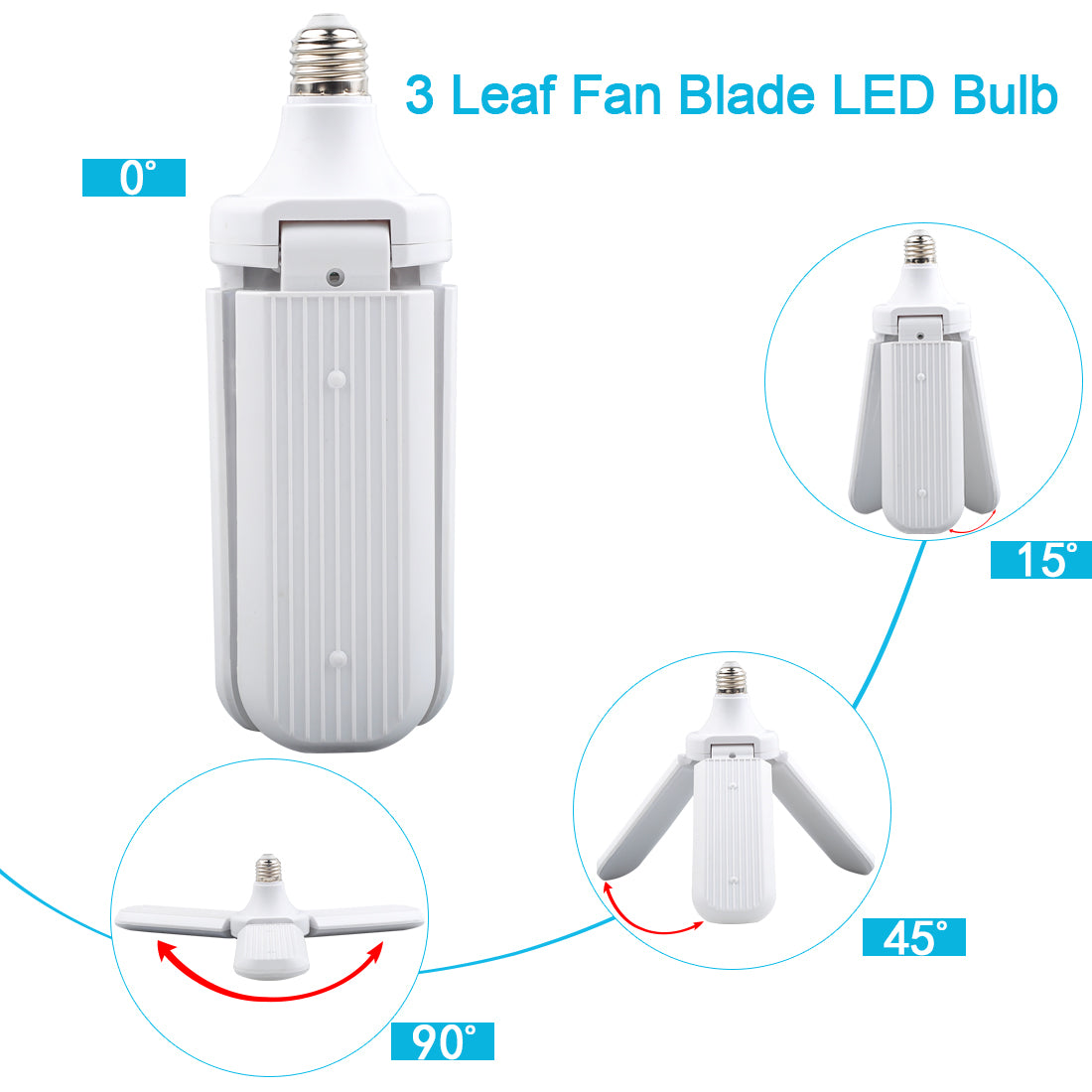 3 leaf garage light,Adjustable E26 Fan Blade LED Light Bulb ceiling light