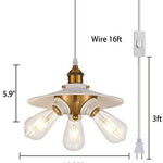 3 light hanging lamp with plug in cord industrial white swag hanging lamps
