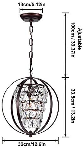 Vintage industrial crystal pendant lighting globe style hanging lights