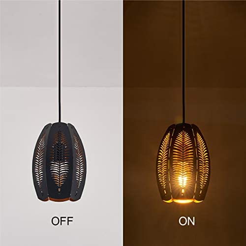 Pendant Light Cage Ceiling Lamp in Black and Gold