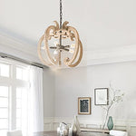 5 light wood chandelier farmhouse pendant hanging light fixture