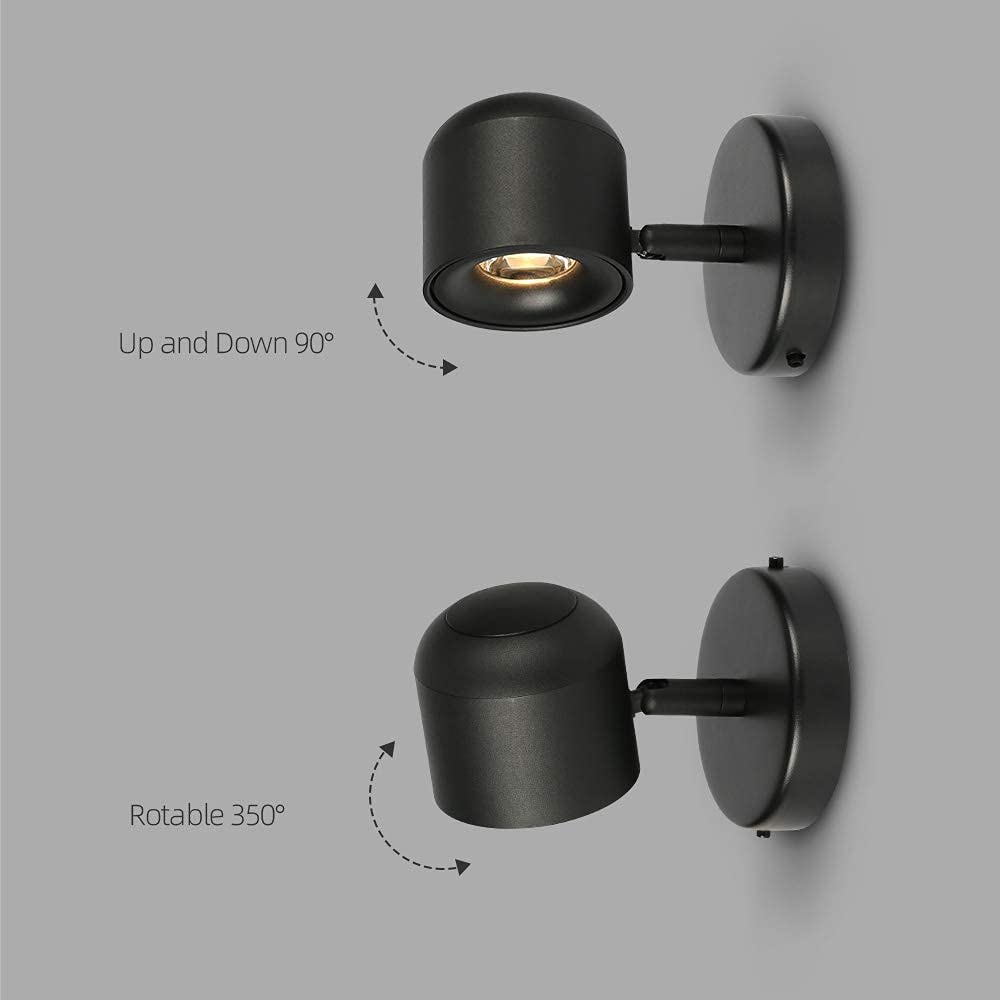 Modern adjustable wall sconce black LED aluminum bedside reading lighting