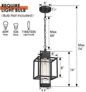 1 light handing Lantern Porch light in Black finish with bubble glass lamp shade