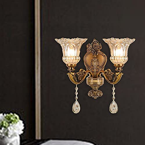 2 light crystal drop wall lighting fixture retro prism wall sconce