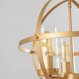 3 Lights Ceiling Hanging Sphere Gold Globe Pendant Chandeliers