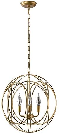 3/4 lights Chandelier Pendant Light in Gold Sphere