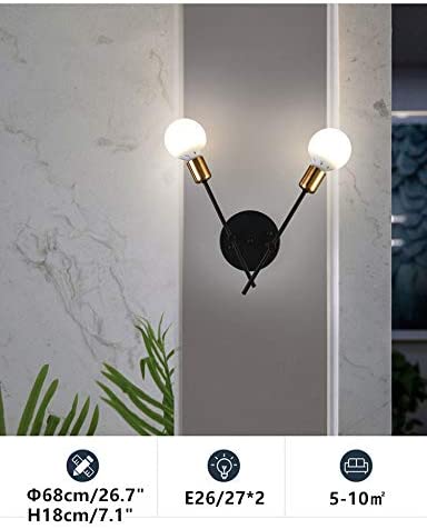 2 light modern wall sconce black industrial wall lighting fixture