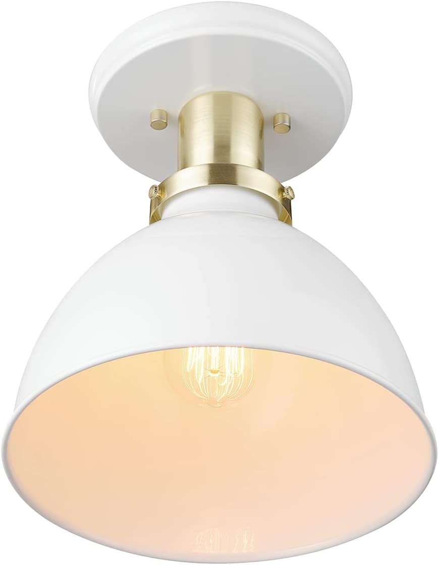 Simplicity Semi-Flush Mount Ceiling Light white glass ceiling lamp with gold finish