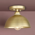 Industrial semi flush mount ceiling light bowl metal ceiling lamp with gold finish