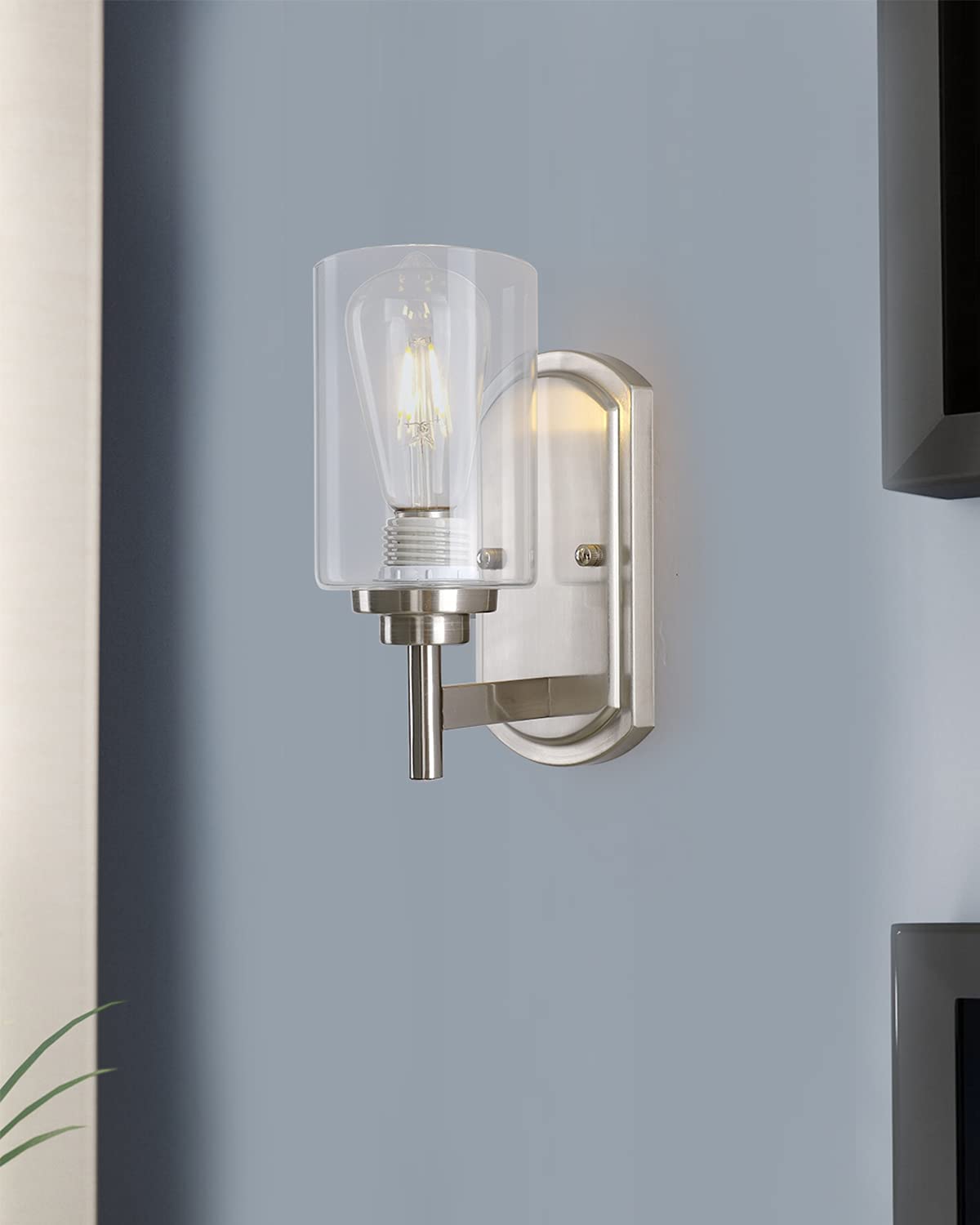 2 pack vanity wall light fixture modern glass wall sconce with nickel finish