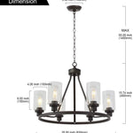 6 light island glass round chandelier with rubbed bronze finish