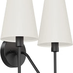 2 light wall sconces lighting fixture black wall light with white linen fabric shade