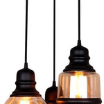 3 lights Mason Jar glass black painted pendant lamp light