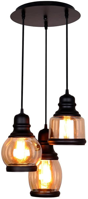 3 lights Mason Jar glass black painted pendant lamp light