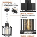 1 light handing Lantern Porch light in Black finish with bubble glass lamp shade