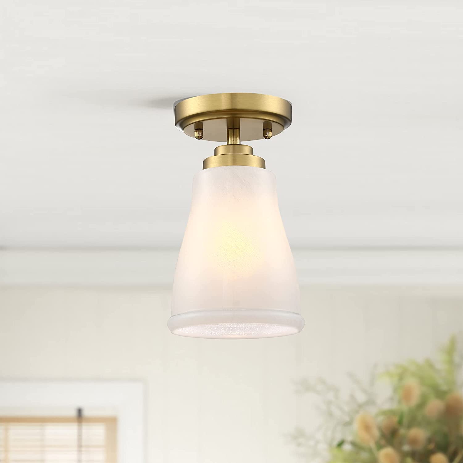 Mini Semi Flush Mount Ceiling Light antique glass ceiling light fixture with gold finish