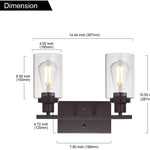 2 light industrial oil rubbed bronze sconce clear glass wall lighting