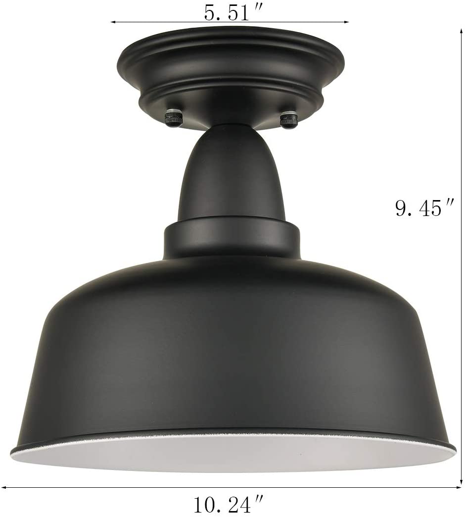 Farmhouse ceiling light fixture black semi flush mount lamp