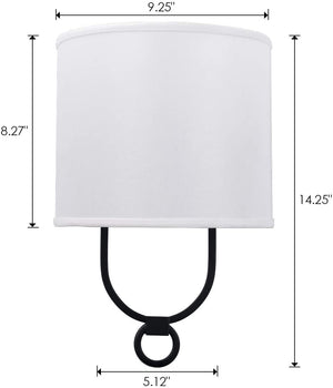 2 pack modern wall sconce with white fabric shade