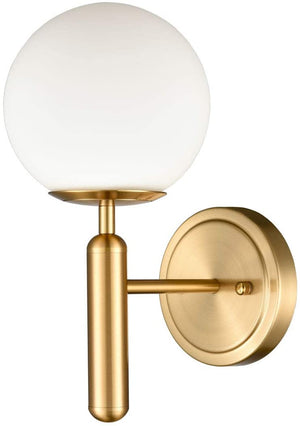 Mid-Century single wall lights bedroom in Brass wall light sconces with Globe  glass