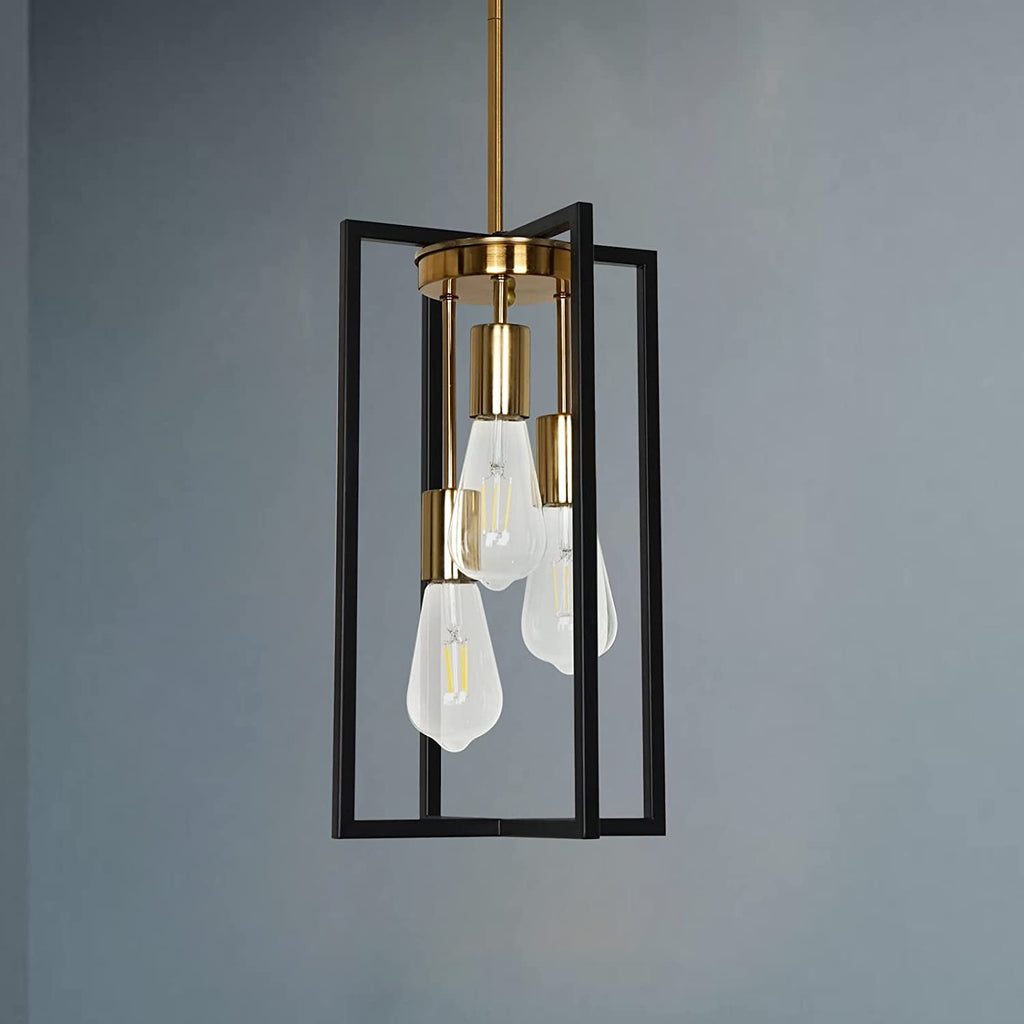 3 light  black and gold pendant light modern lantern chandelier