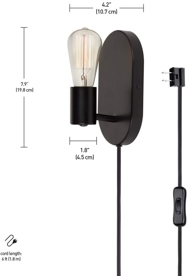Simplicity black industrial wall sconce