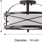 2 light Semi Flush Mount Rustic Ceiling Light industrial drum ceiling light fixture