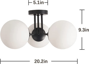 3 light black ceiling light fixture vintage close to ceiling light with frosted glass shade