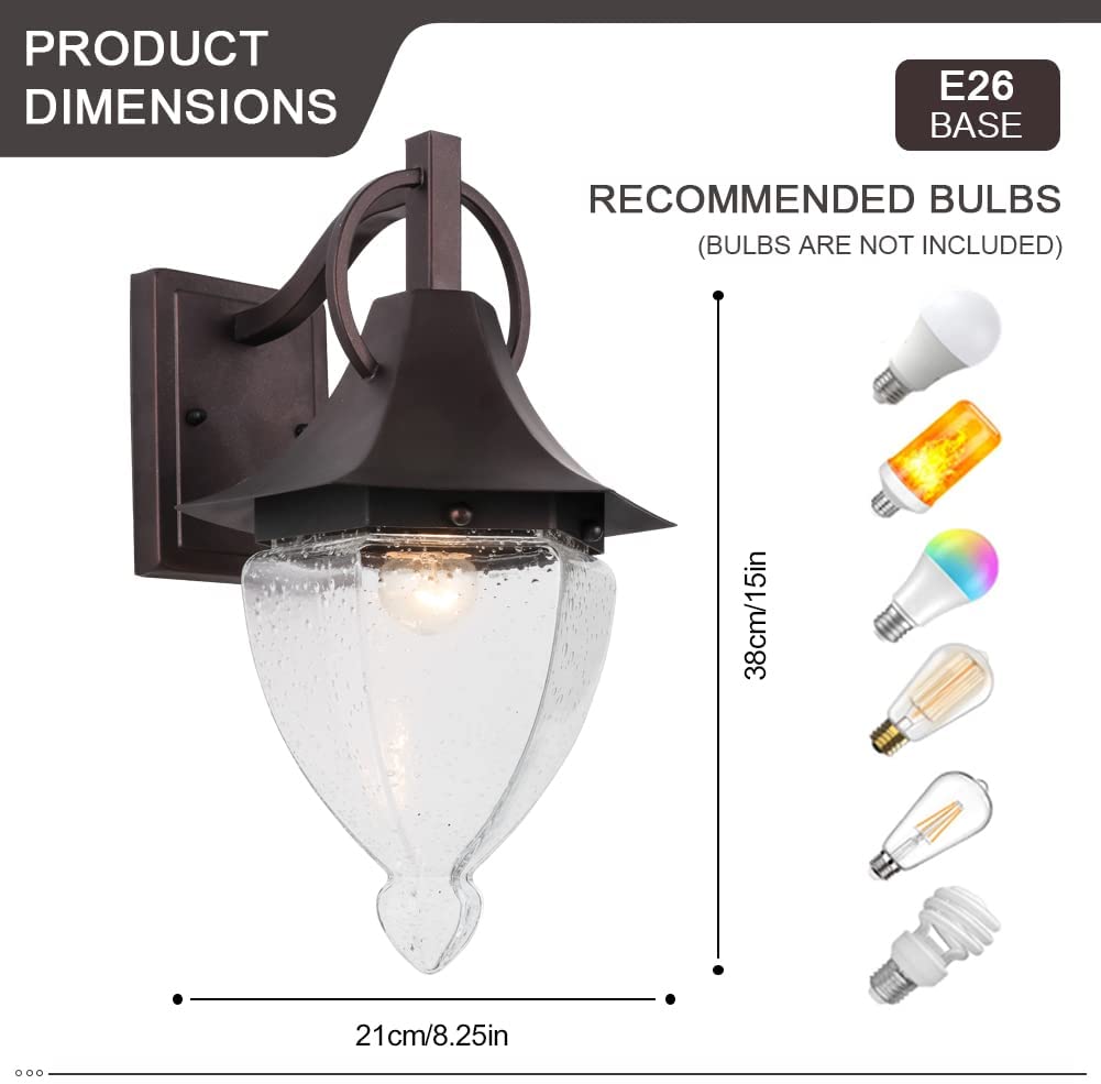 Vintage hammered glass Wall light sconces retro lantern with oil rubbed bronze finish