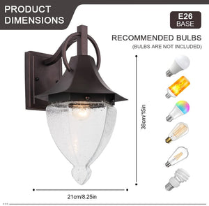 Vintage hammered glass Wall light sconces retro lantern with oil rubbed bronze finish